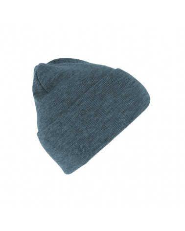 Bonnet tricoté avec large revers coloris bleu jean - Chapo & co