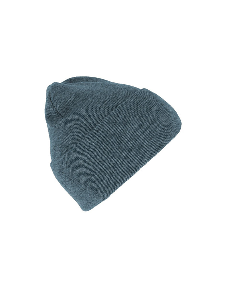 Bonnet tricoté avec large revers coloris bleu jean - Chapo & co