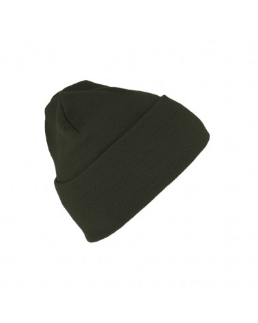 Bonnet tricoté avec large revers coloris vert olive - Chapo & co