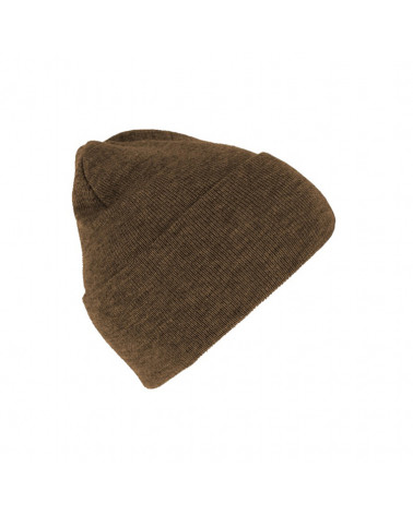 Bonnet tricoté avec large revers coloris cognac - Chapo & co