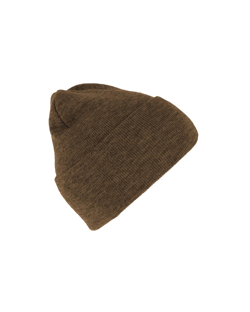 Bonnet tricoté avec large revers coloris cognac - Chapo & co
