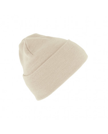 Bonnet tricoté avec large revers coloris beige - Chapo & co