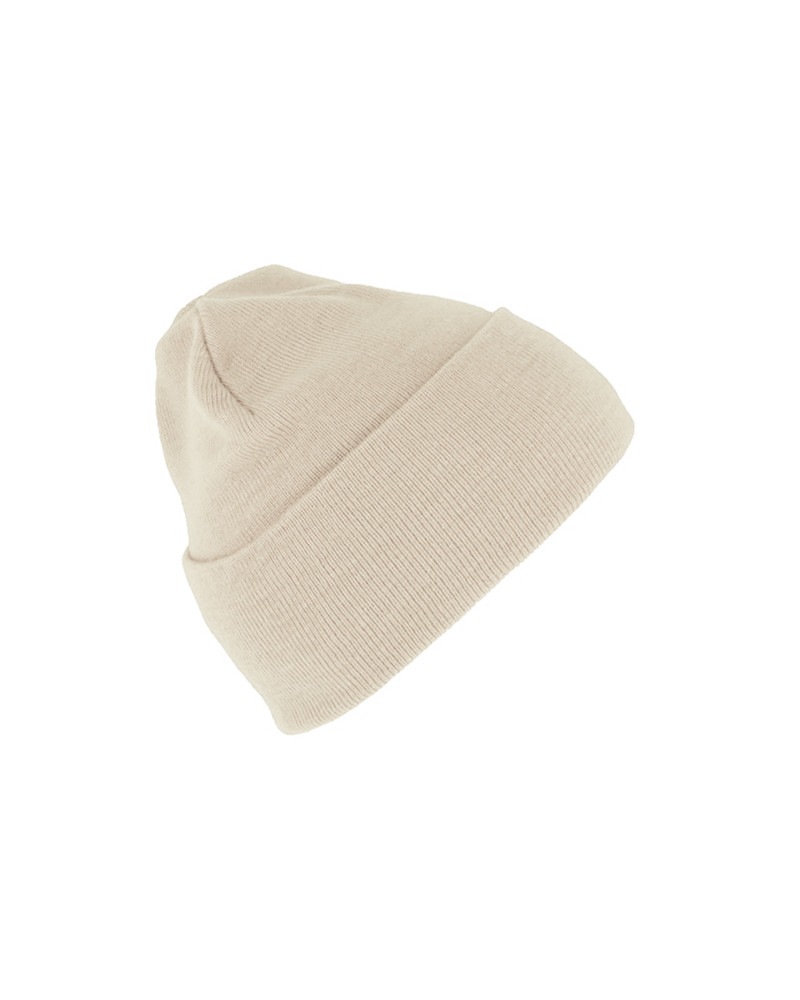 Bonnet tricoté avec large revers coloris beige - Chapo & co