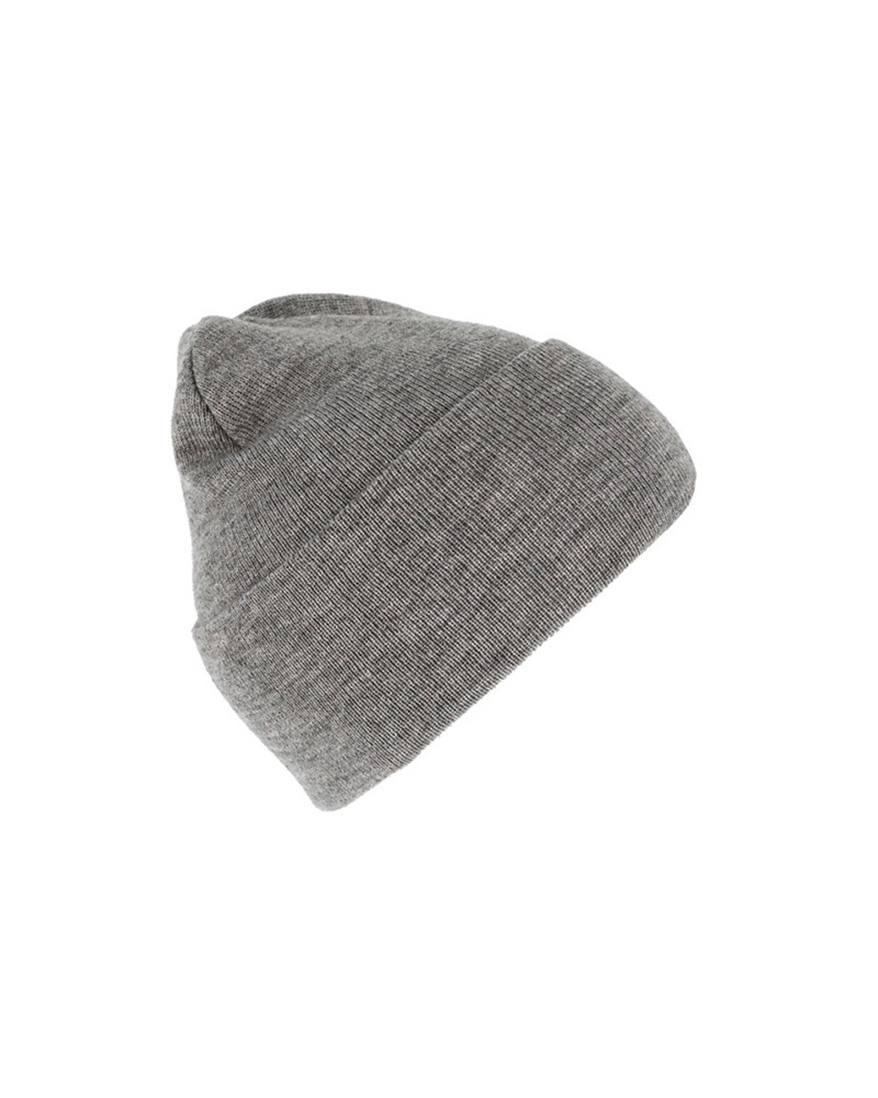 Bonnet tricoté avec large revers coloris Gris perle - Chapo & co