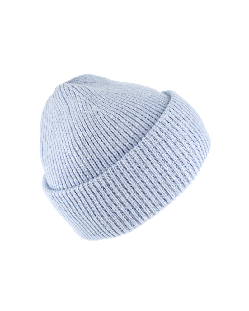 Bonnet bleu clair en maille côtelée au style urbain unisexe - Chapo & co