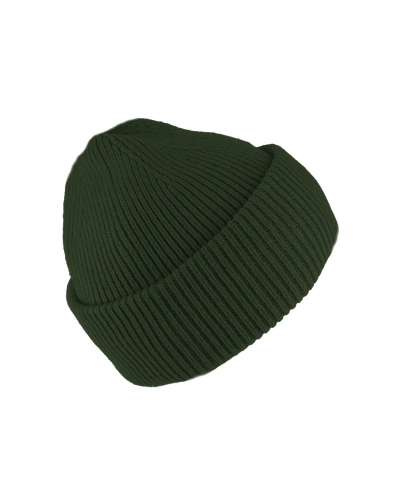 Bonnet vert olive en maille côtelée au style urbain unisexe - Chapo & co
