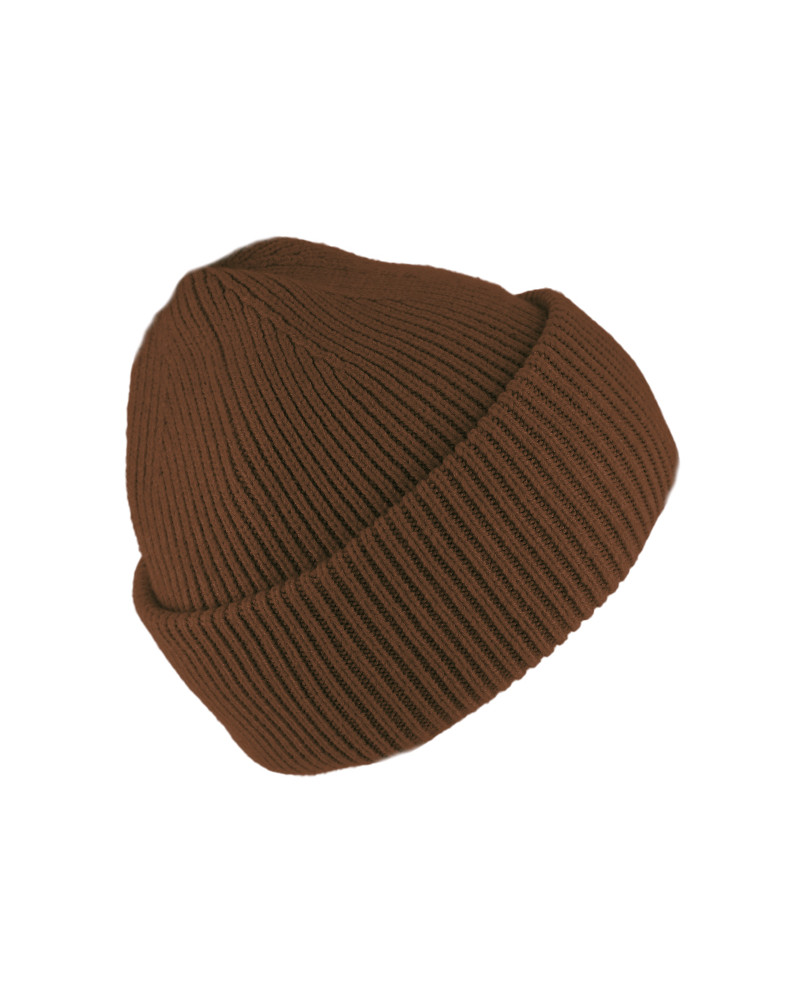 Bonnet cognac en maille côtelée au style urbain unisexe - Chapo & co