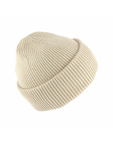 Bonnet beige en maille côtelée au style urbain unisexe - Chapo & co