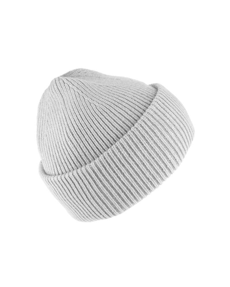 Bonnet gris clair en maille côtelée au style urbain unisexe - Chapo & co