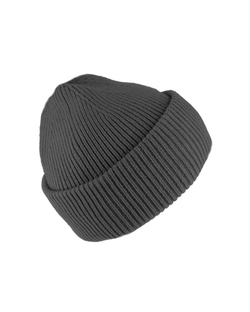 Bonnet gris foncé en maille côtelée au style urbain unisexe - Chapo & co