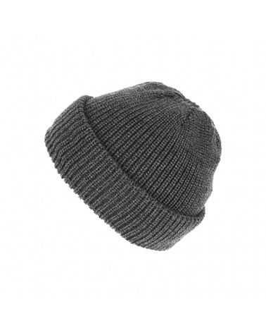 Bonnet en maille côtelée laine mérinos à revers coloris gris
