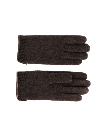 Gants en laine vierge pour homme liseré cuir coloris brun - Chapo & co