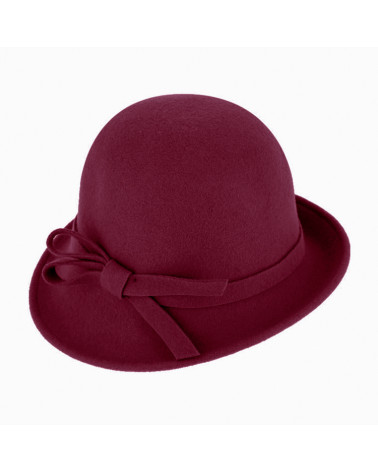 Chapeau rétro forme cloche asymétrique en feutre coloris Bordeaux - Chapo & co