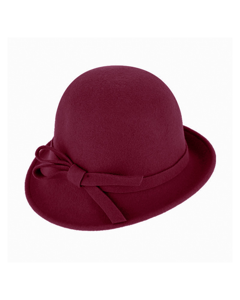 Chapeau rétro forme cloche asymétrique en feutre coloris Bordeaux - Chapo & co