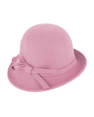 Chapeau rétro forme cloche asymétrique en feutre rose - Chapo & co