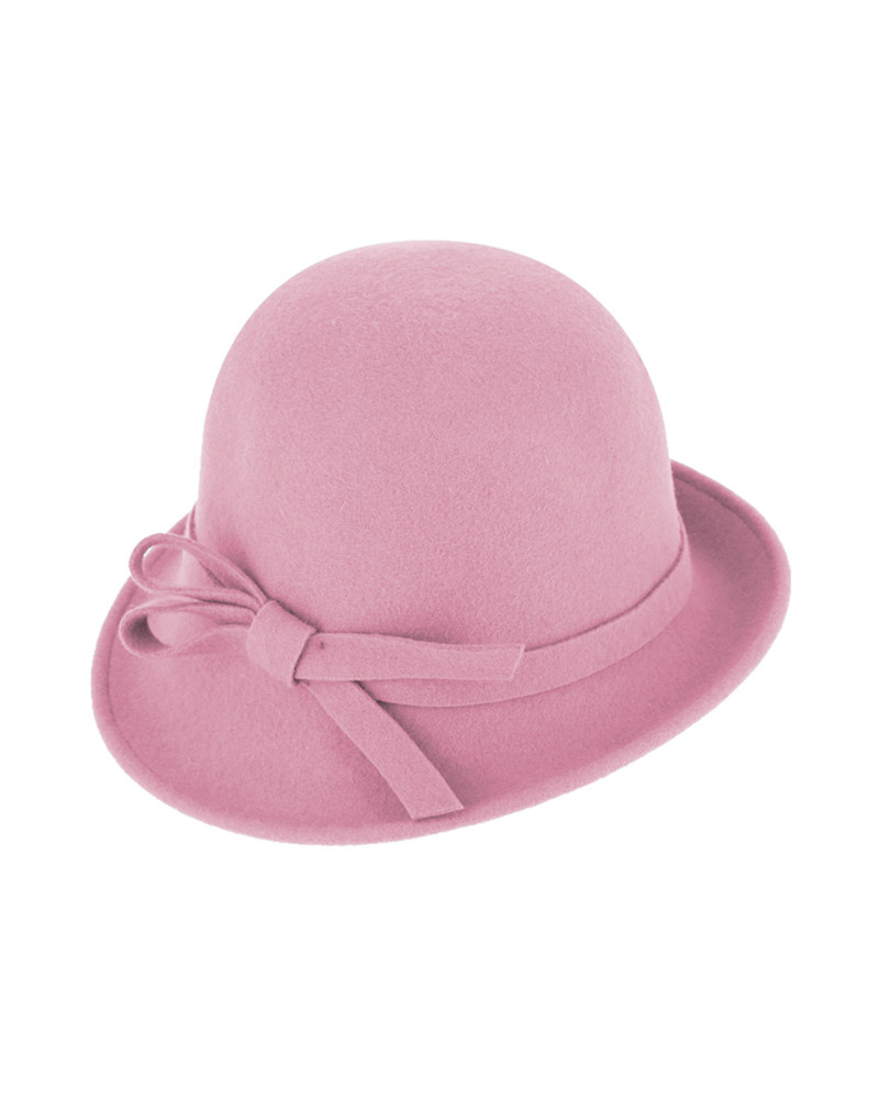 Chapeau rétro forme cloche asymétrique en feutre rose - Chapo & co