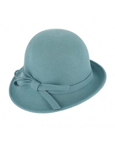 Chapeau rétro forme cloche asymétrique en feutre bleu Aqua - Chapo & co