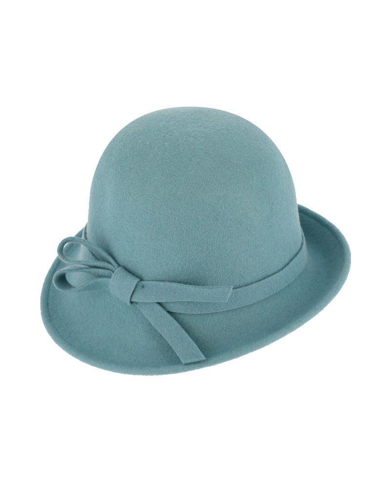 Chapeau rétro forme cloche asymétrique en feutre bleu Aqua - Chapo & co