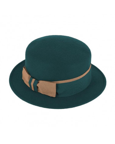 Chapeau rétro chic en feutre de laine coloris bleu pétrole