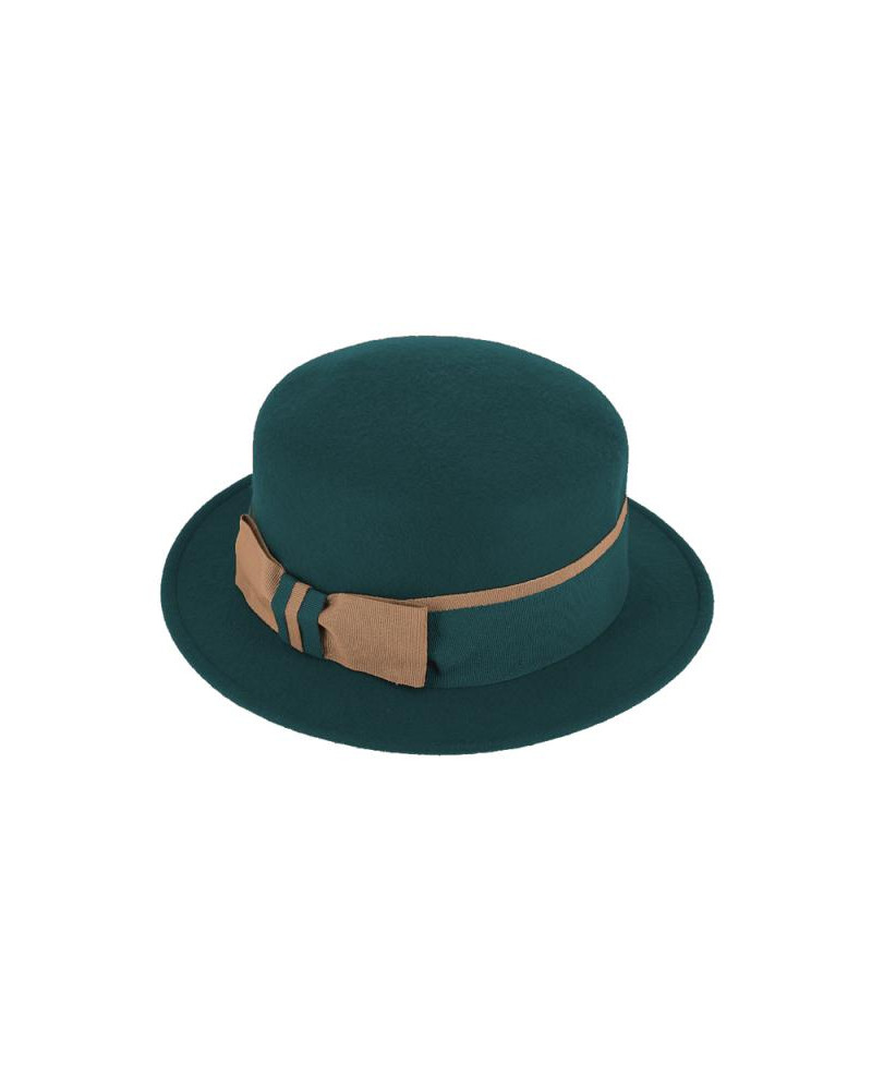 Chapeau rétro chic en feutre de laine coloris bleu pétrole