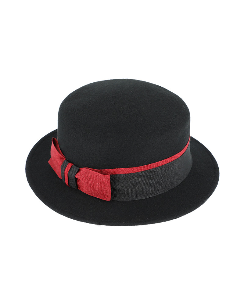 Chapeau rétro chic en feutre de laine coloris noir