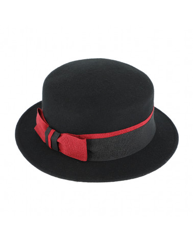 Chapeau rétro chic en feutre de laine coloris noir