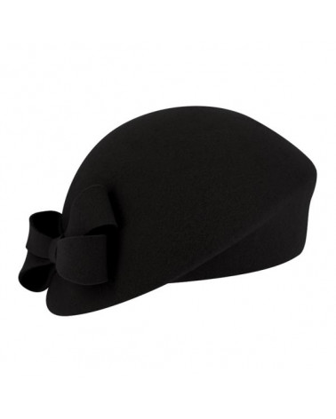 Chapeau rétro forme béret bombé en feutre de laine coloris noir - Chapo & co