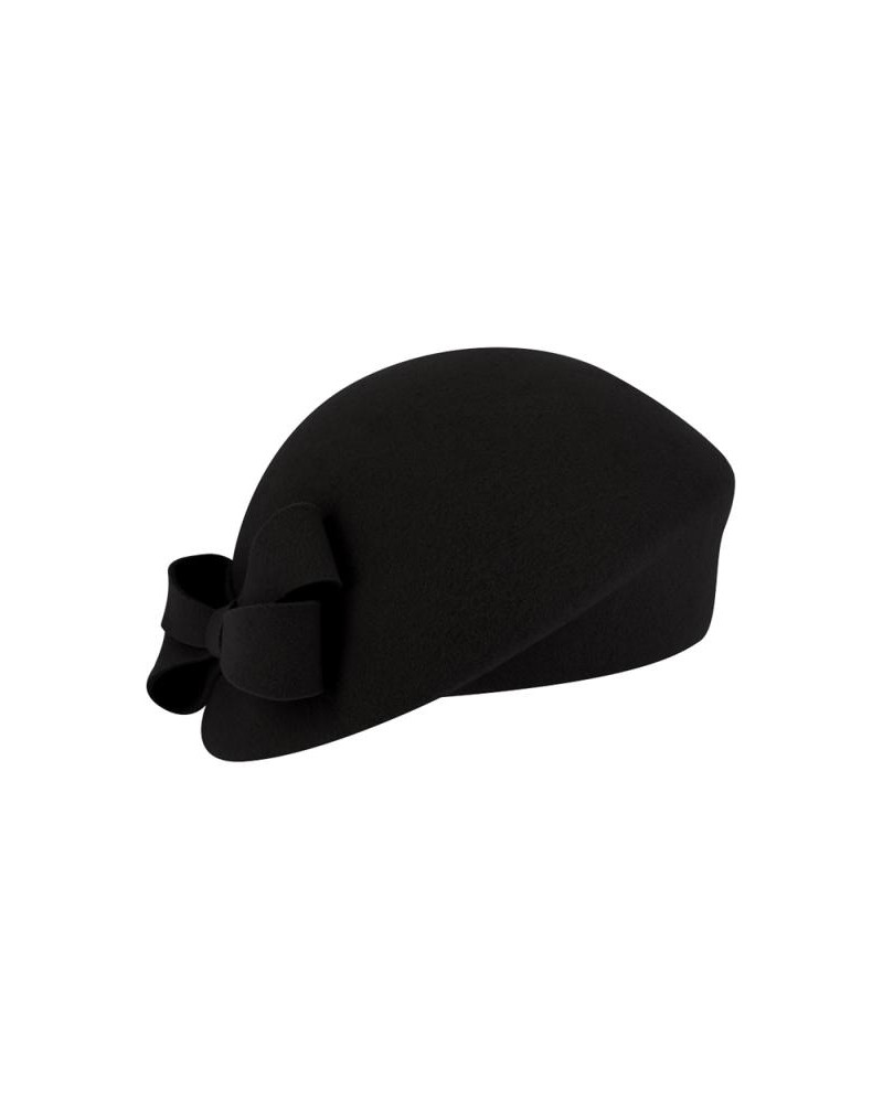 Chapeau rétro forme béret bombé en feutre de laine coloris noir - Chapo & co