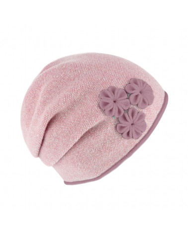 Bonnet doublé en laine chaud et tendance avec fronce Rose