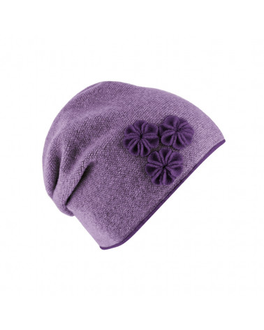 Bonnet doublé en laine chaud et tendance avec fronce violet