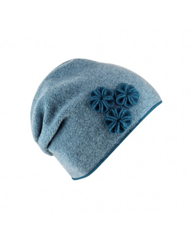 Bonnet doublé en laine chaud et tendance avec fronce bleu pétrole