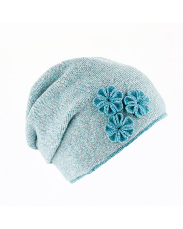 Bonnet doublé en laine chaud et tendance avec fronce menthe