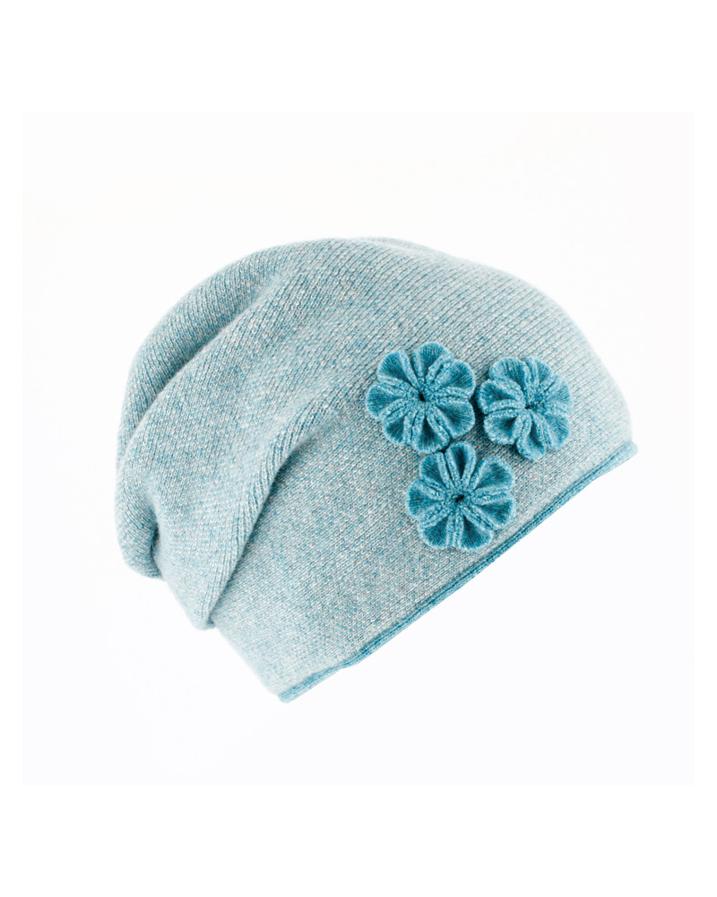 Bonnet doublé en laine chaud et tendance avec fronce menthe