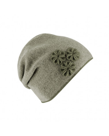 Bonnet doublé en laine chaud et tendance avec fronce vert olive