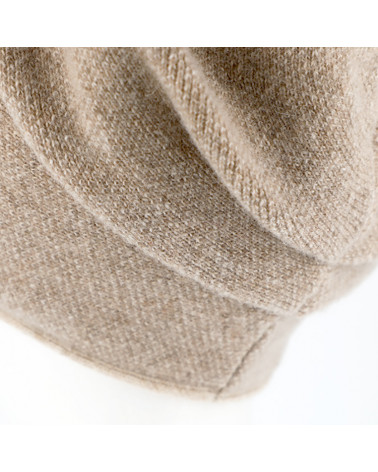 Bonnet doublé en laine chaud et tendance avec fronce beige
