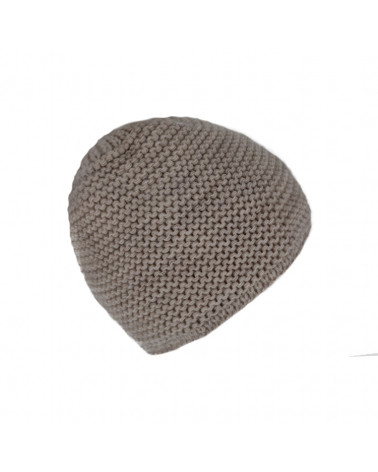 Bonnet tricot point mousse en laine coloris uni taupe - Chapo & Co