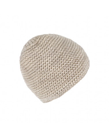 Bonnet tricot point mousse en laine coloris uni beige - Chapo & Co