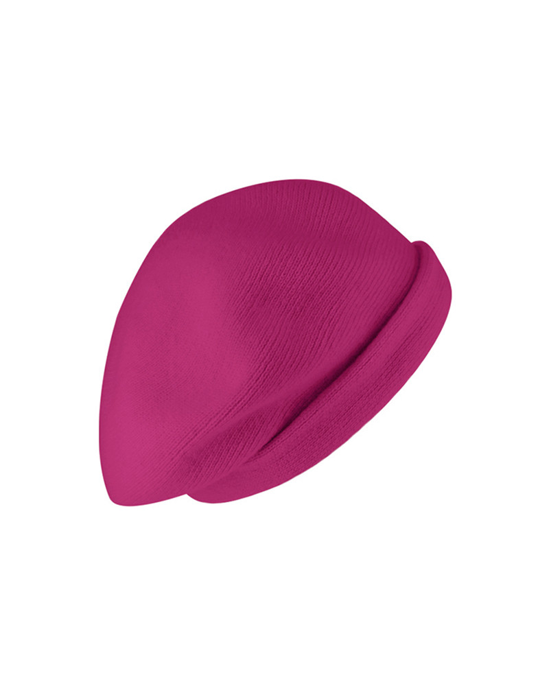 Béret tricoté type Basque en laine coloris fuchsia – Chic et confortable pour l’hiver