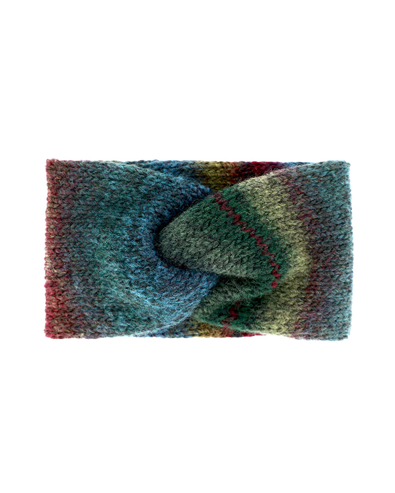 Bandeau large pour l'hiver en tricot chiné coloris vert olive