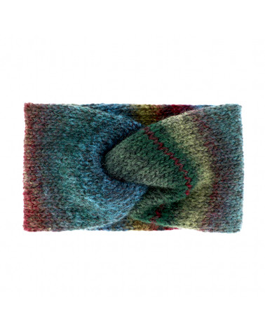 Bandeau large pour l'hiver en tricot chiné coloris vert olive
