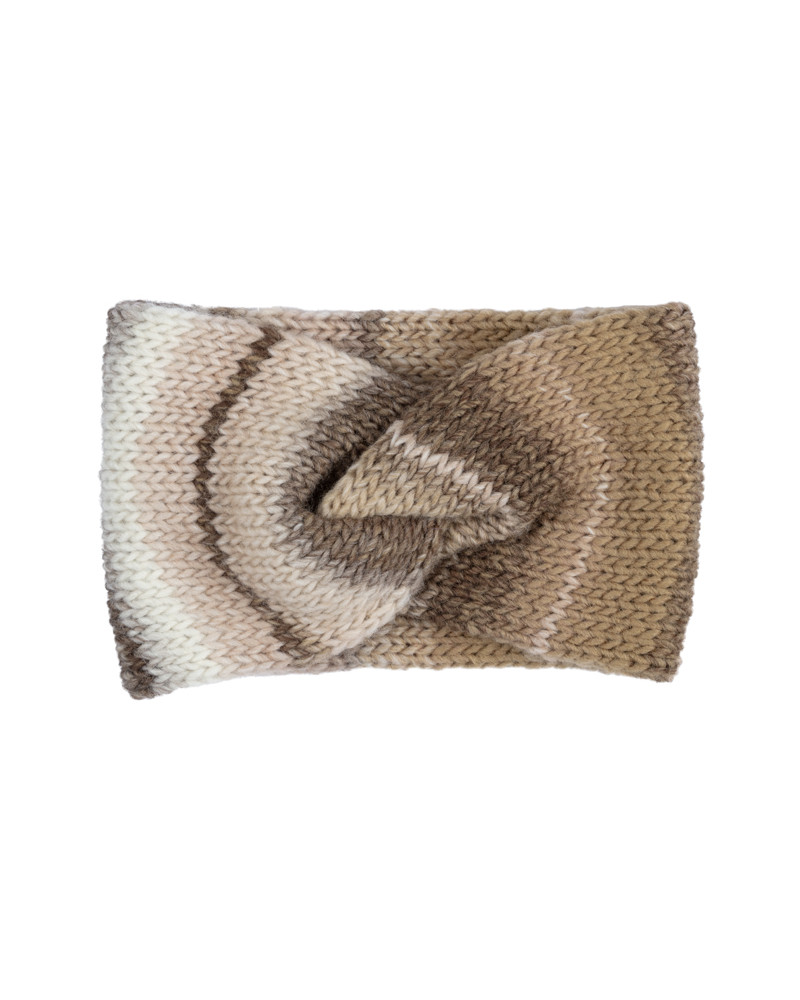 Bandeau large pour l'hiver en tricot chiné coloris beige