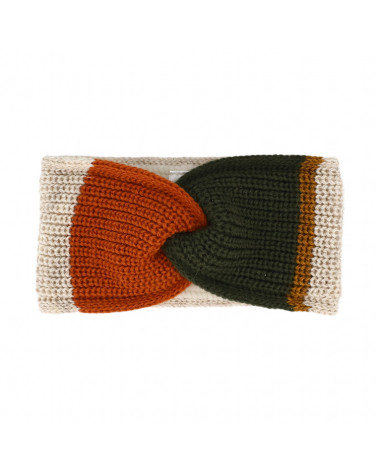 Bandeau large torsade pour l'hiver en tricot multicolore