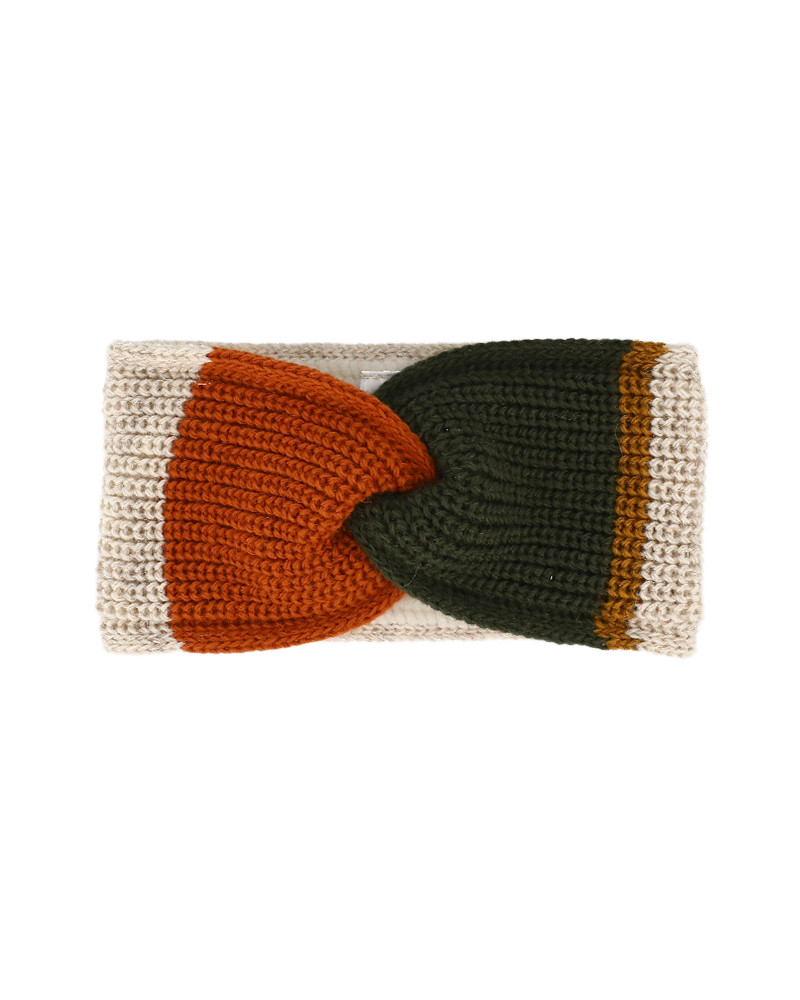 Bandeau large torsade pour l'hiver en tricot multicolore