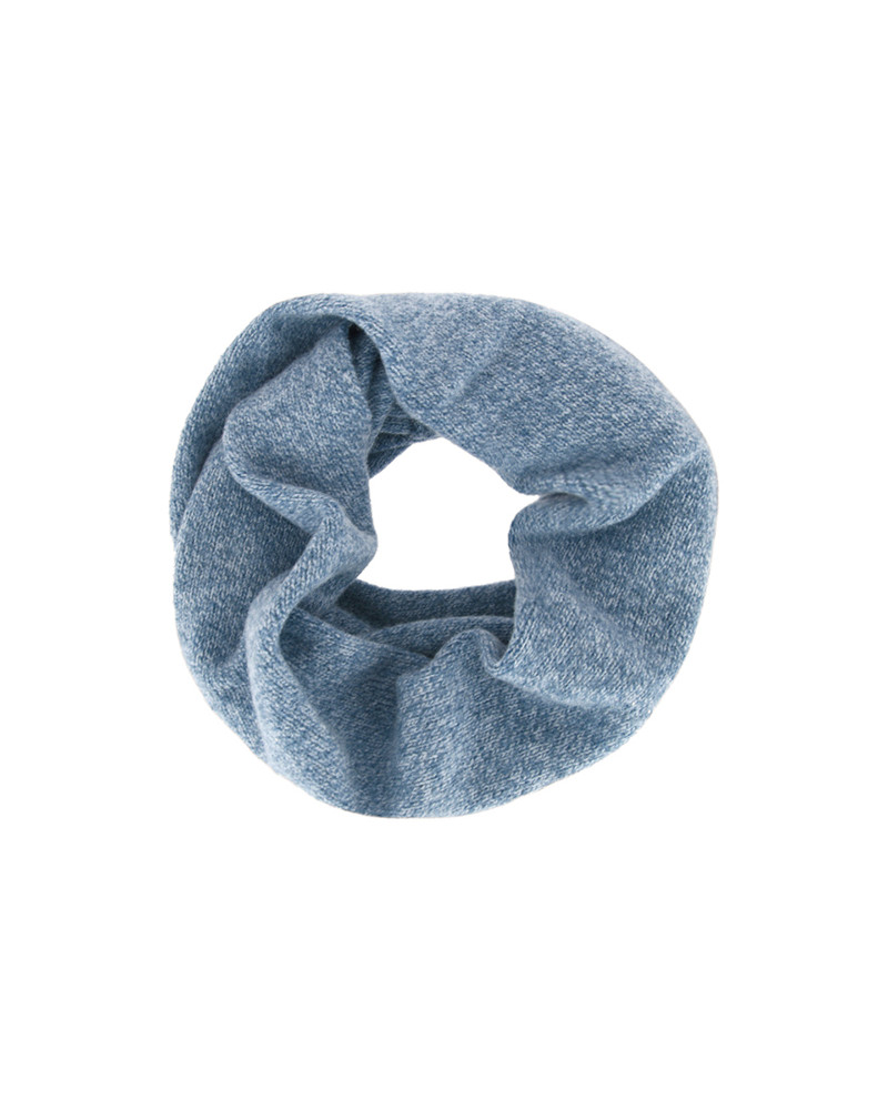 Tour de cou snood ou loop en laine chiné bleu jean - Chapo & Co