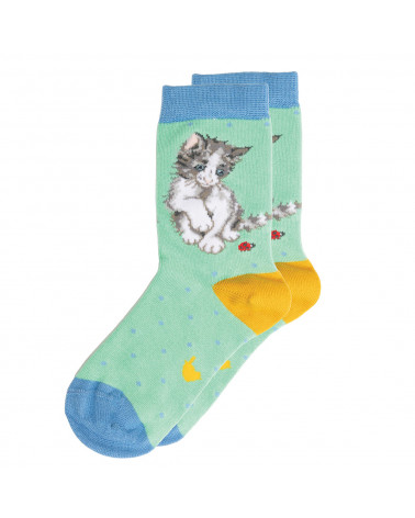 Chaussettes enfant Wrendale par Hannah Dale motif chat - Fibre de bambou T27/31