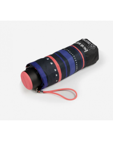 Parapluie Isotoner petit format motifs rayure petit coeur - Chapo & Co