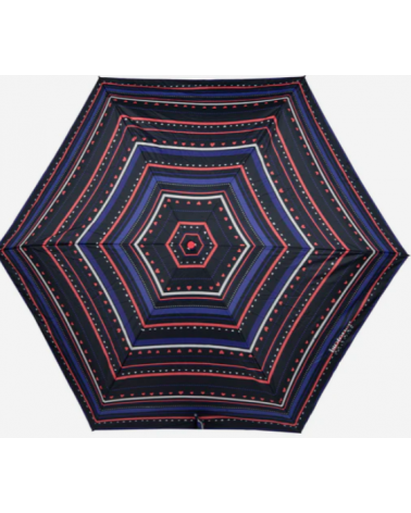 Parapluie Isotoner petit format motifs rayure petit coeur - Chapo & Co