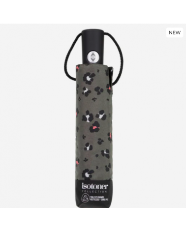 Parapluie Isotoner 3 sections X-Tra sec motif Léopard Kaki - Chapo & Co