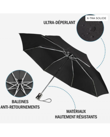 Parapluie homme à uni noir Isotoner xtra-solide