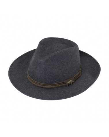 Chapeau forme Fedora en feutre de laine pour homme motif Sanglier